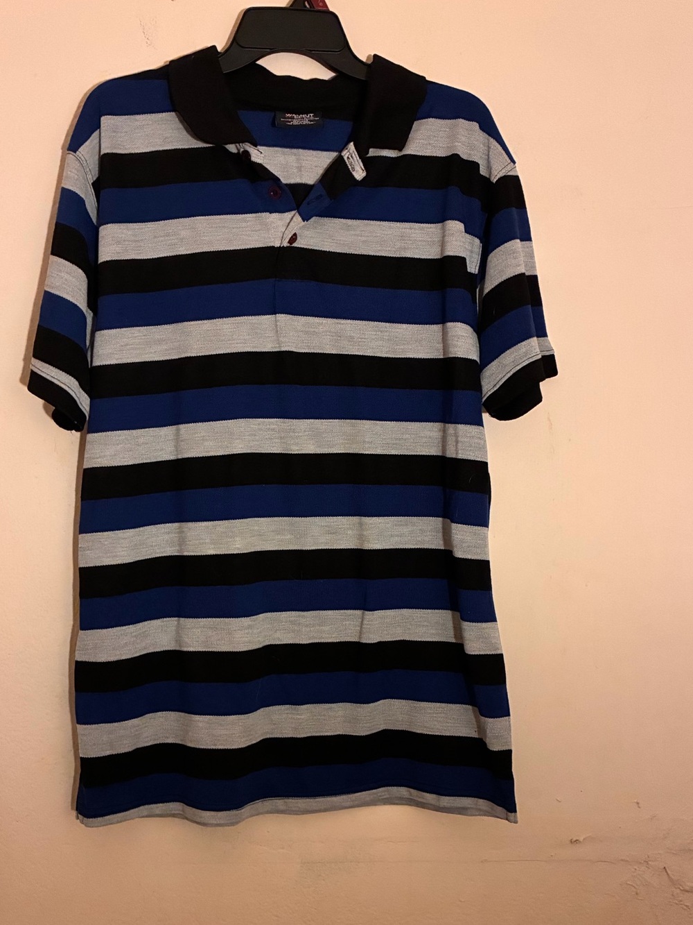 Men's Striped Polo Shirt - Blue, Black, Gray